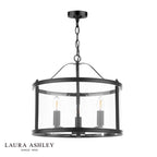 Laura Ashley Harrington 3 Light Pendant Matt Black and Glass