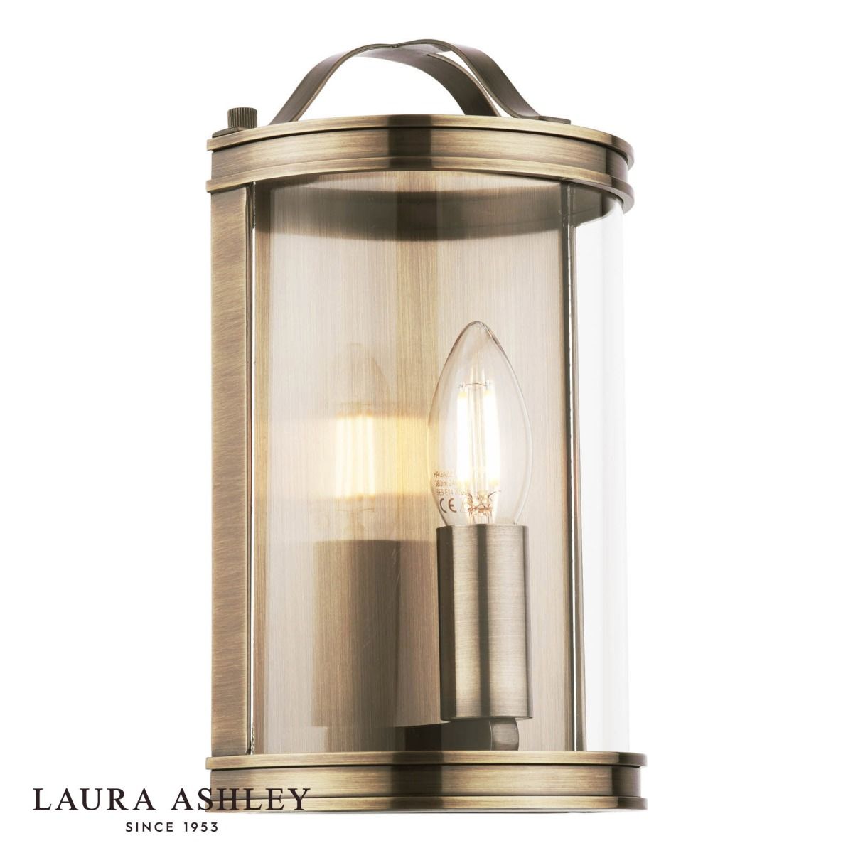 Laura Ashley Harrington Wall Light Antique Brass and Glass