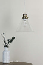 Laura Ashley Isaac Easy Fit Pendant Antique Brass and Glass