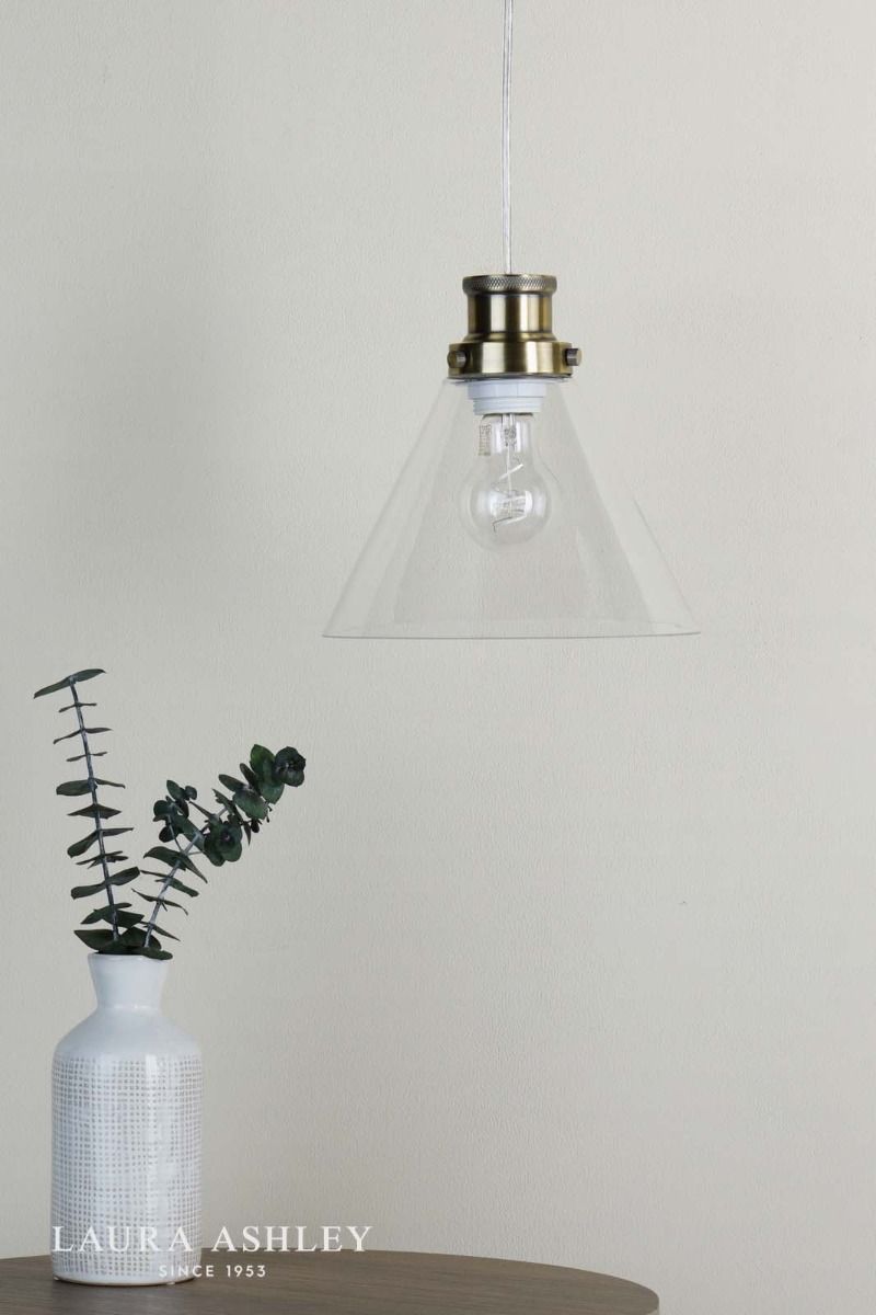 Laura Ashley Isaac Easy Fit Pendant Antique Brass and Glass