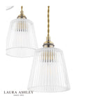 Laura Ashley Callaghan 3 Light Pendant Matt Antique Brass and Ribbed Glass