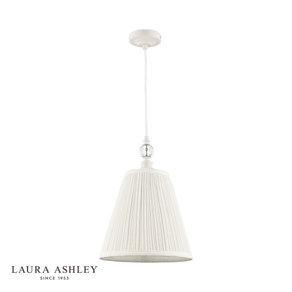 Laura Ashley Ellis Pendant Satin Cream and Crystal With Shade