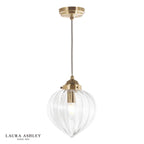 Laura Ashley Whitham Pendant Antique Brass and Ribbed Glass