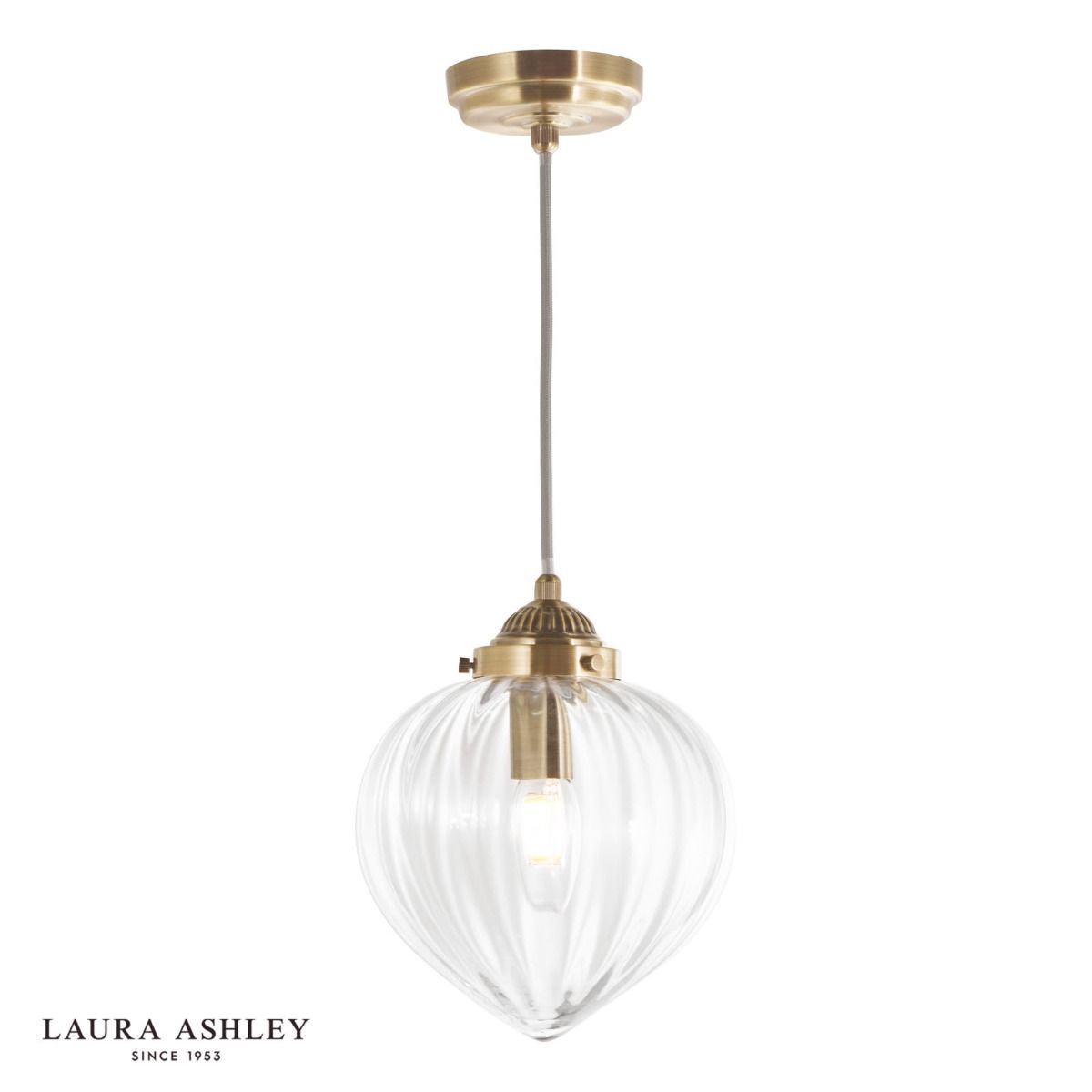 Laura Ashley Whitham Pendant Antique Brass and Ribbed Glass