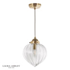 Laura Ashley Whitham Pendant Antique Brass and Ribbed Glass
