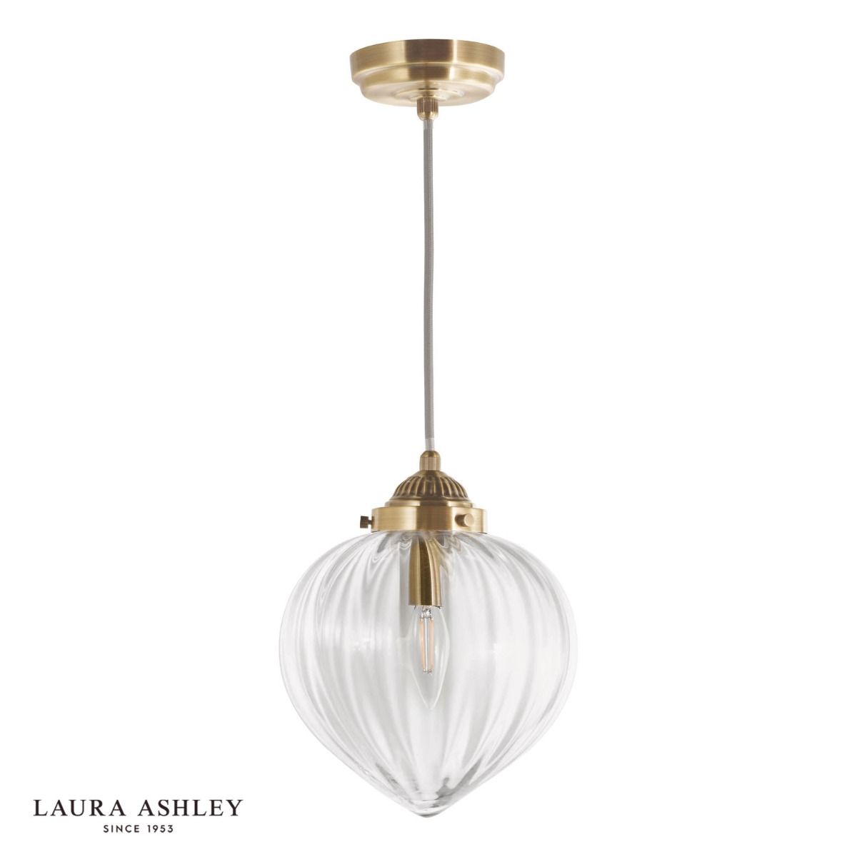 Laura Ashley Whitham Pendant Antique Brass and Ribbed Glass