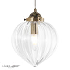 Laura Ashley Whitham Pendant Antique Brass and Ribbed Glass