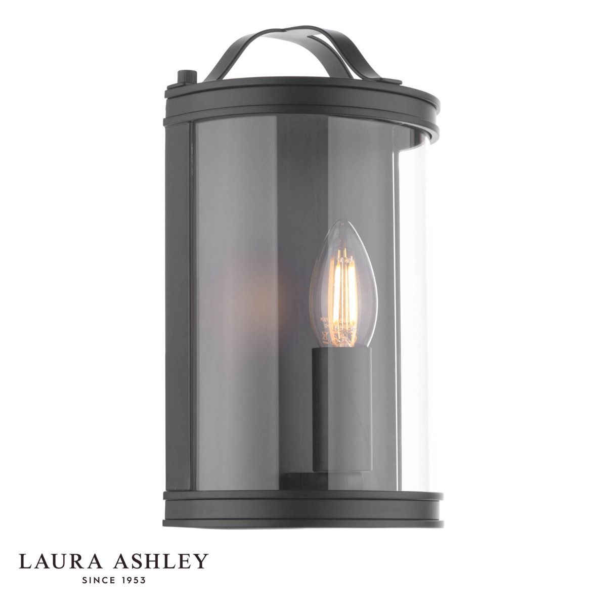 Laura Ashley Harrington Wall Light Matt Black and Glass