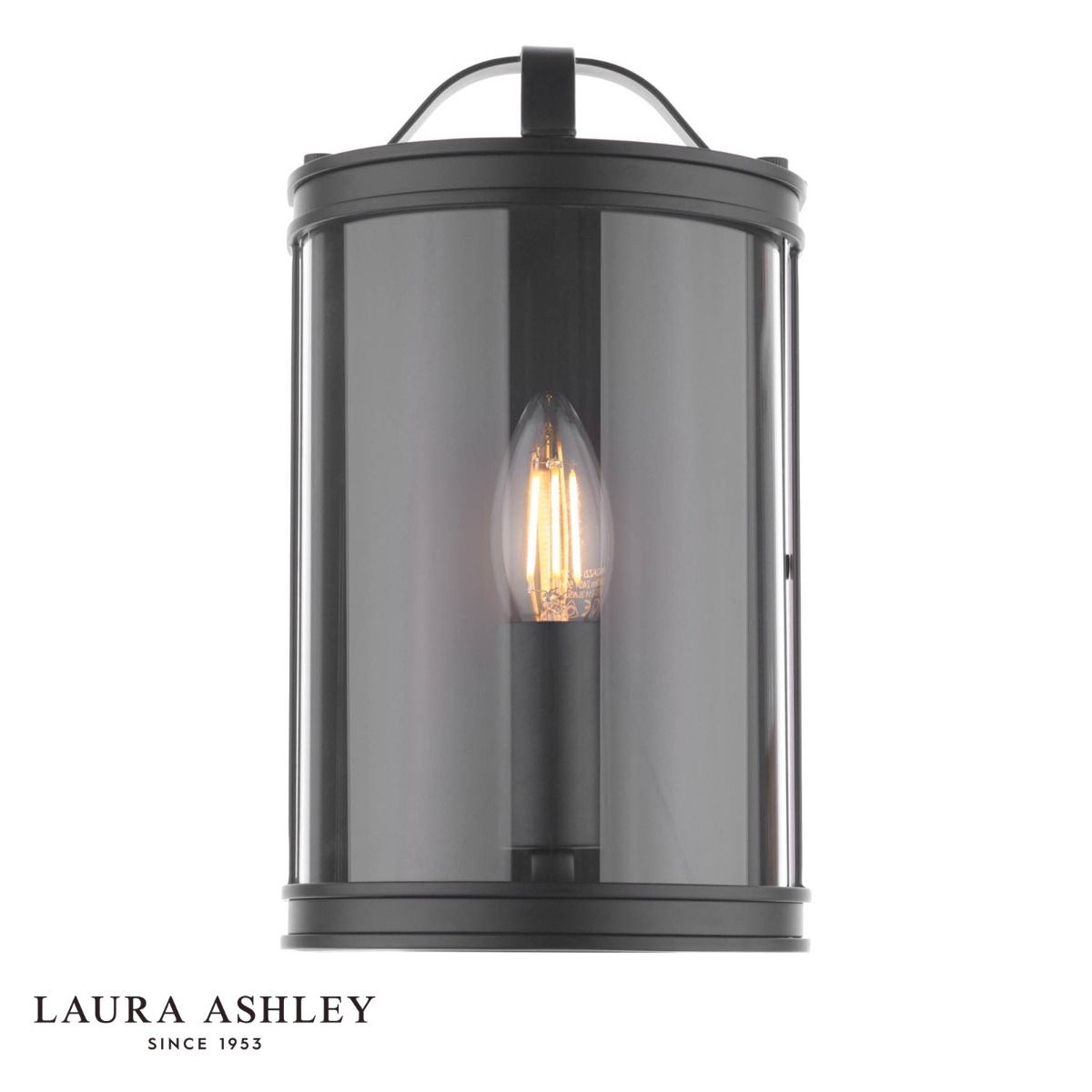 Laura Ashley Harrington Wall Light Matt Black and Glass
