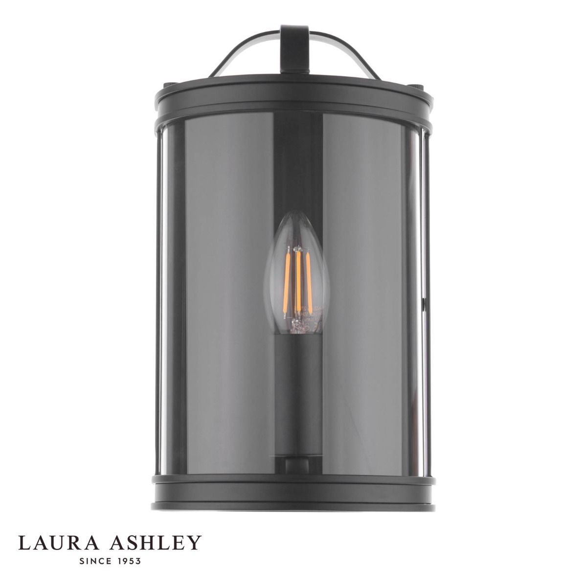 Laura Ashley Harrington Wall Light Matt Black and Glass