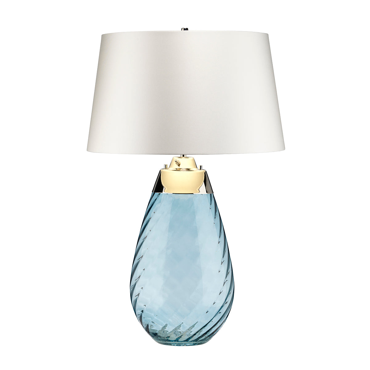 Lena 2 Light Large Blue Table Lamp with Off-white Shade