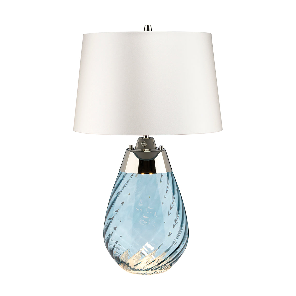 Lena 2 Light Small Blue Table Lamp with Off-white Shade