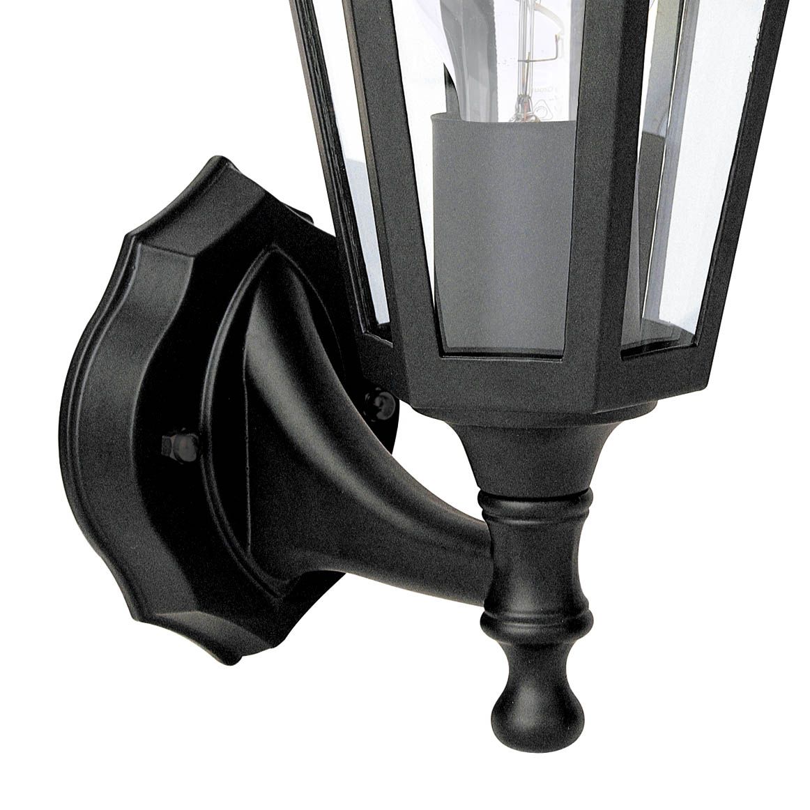 Lewis Outdoor Wall Light Matt Black and Glass IP44