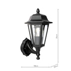 Lewis Outdoor Wall Light Matt Black and Glass IP44