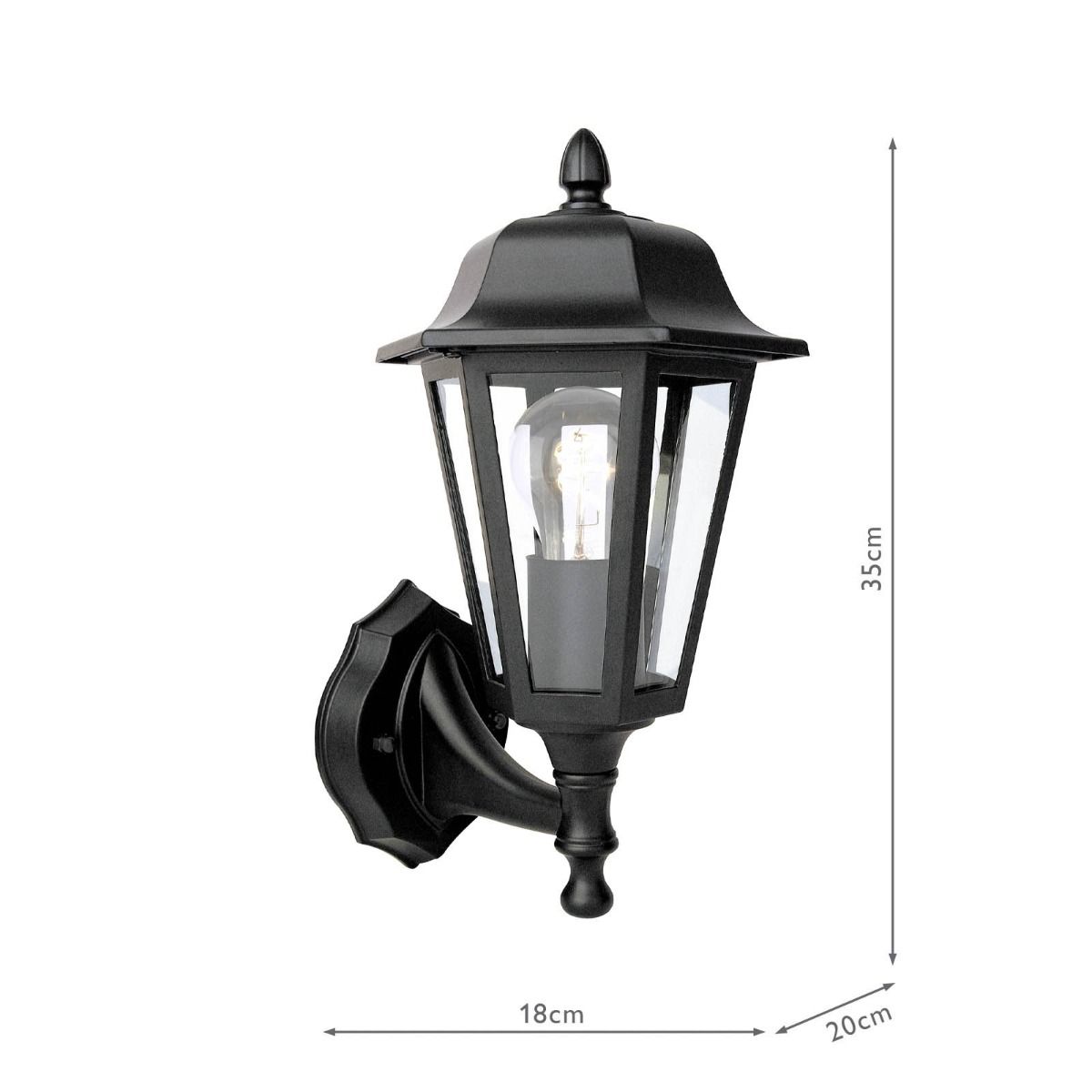 Lewis Outdoor Wall Light Matt Black and Glass IP44
