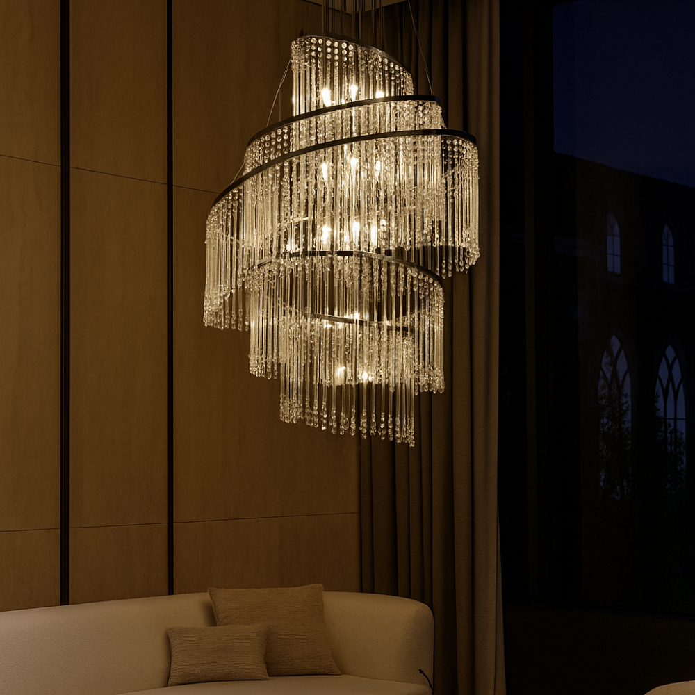 Camille 24-Light Chandelier: Glass Rod & Bead Cascade