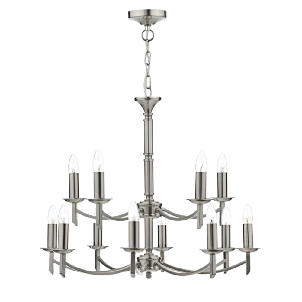 Patrinia 12 Light Dual Mount Chandelier Satin Chrome