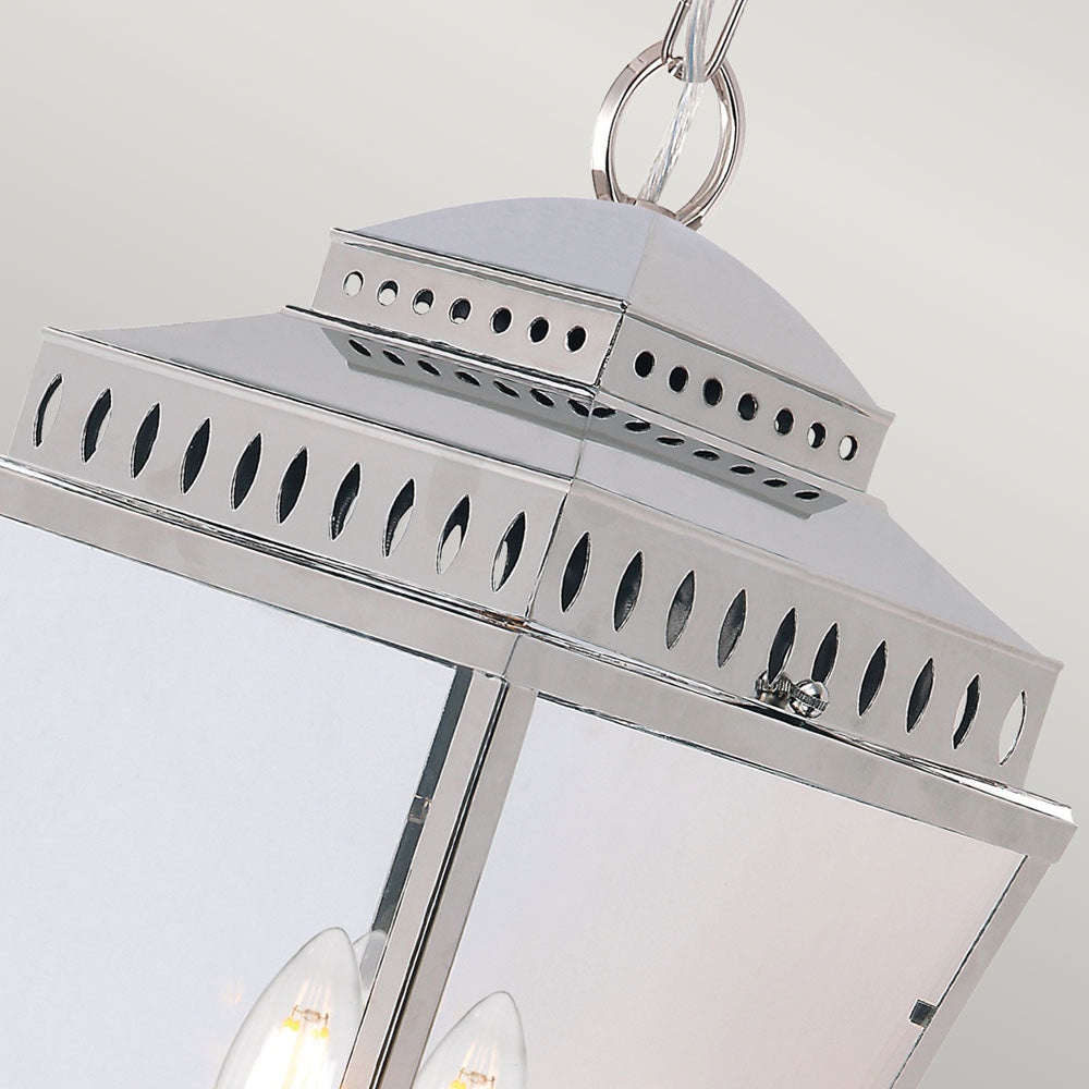 Mansion House 3 Light Chain Lantern - Polished Nickel