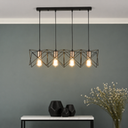 4 light bar pendant black and copper over dining table