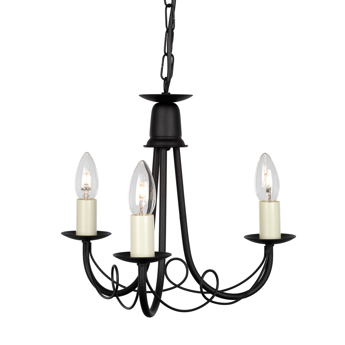 Minster 3-Light Black Chandelier