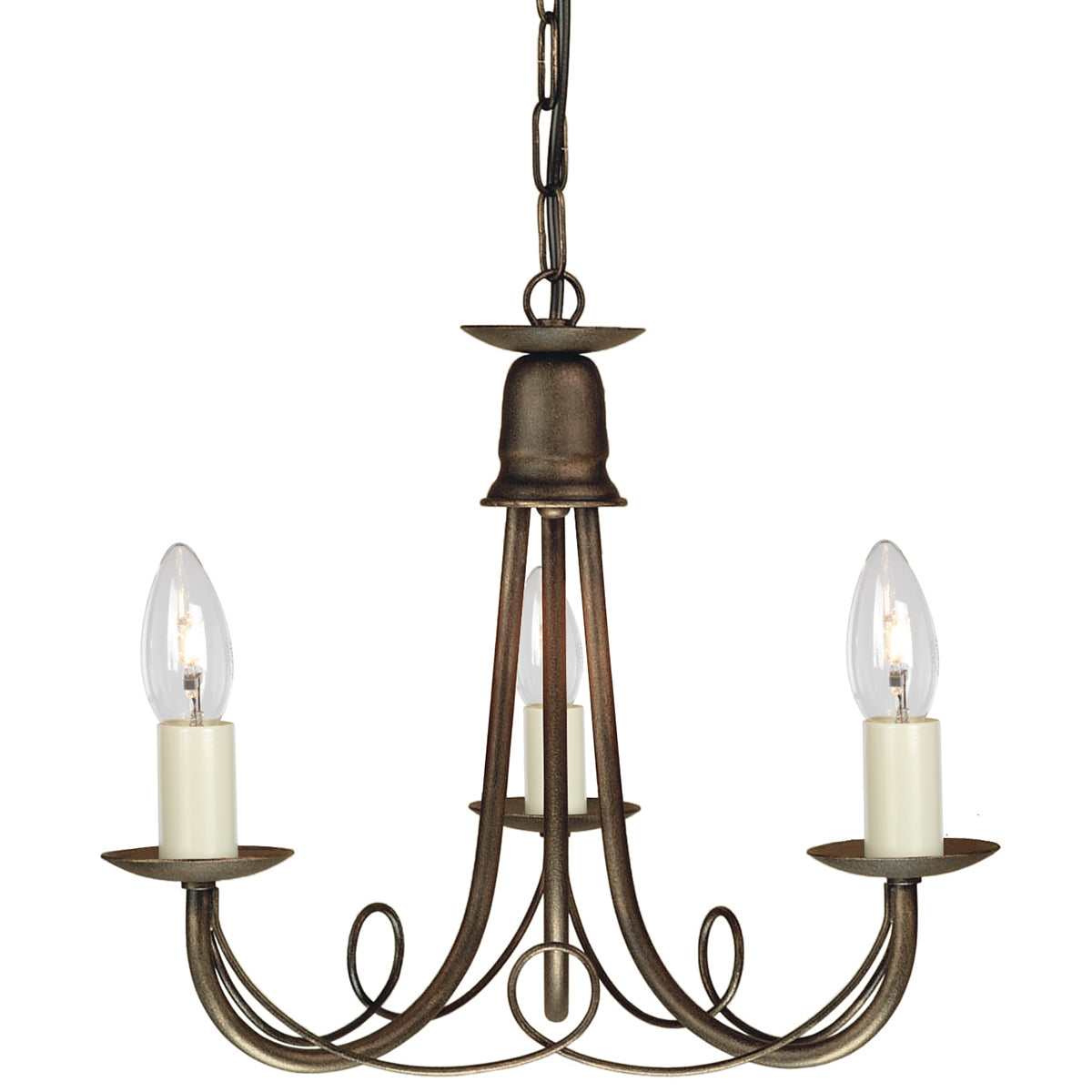 Minster 3-Light Black & Gold Chandelier
