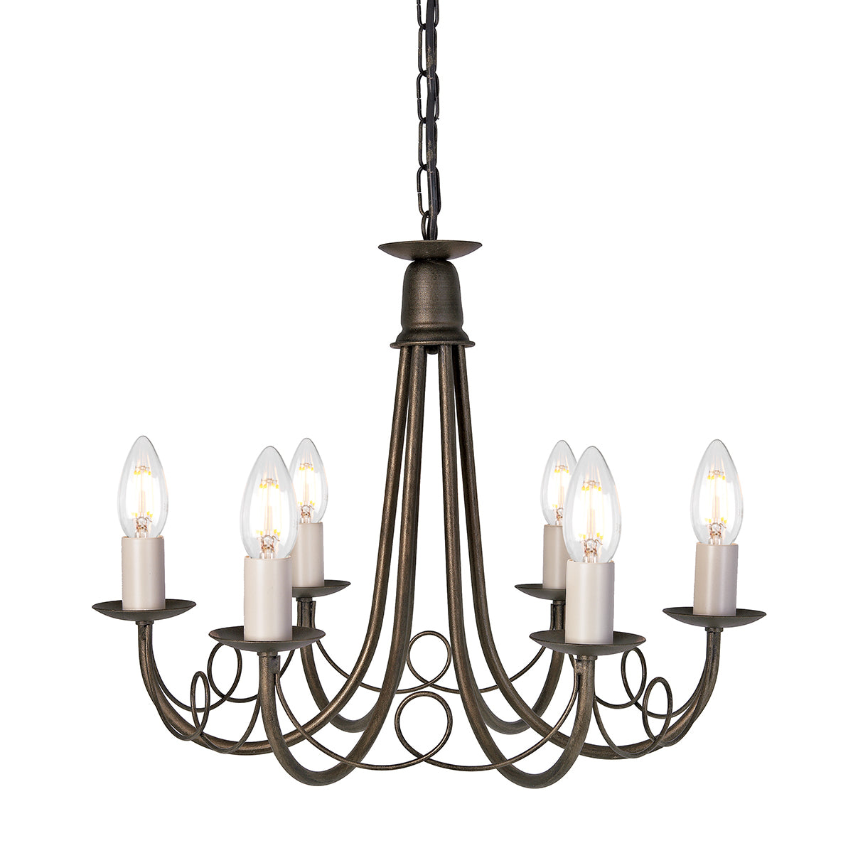 Minster 6-Light Black & Gold Chandelier