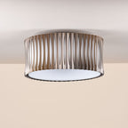 Netra 3 Light Flush Satin Bronze and Ivory