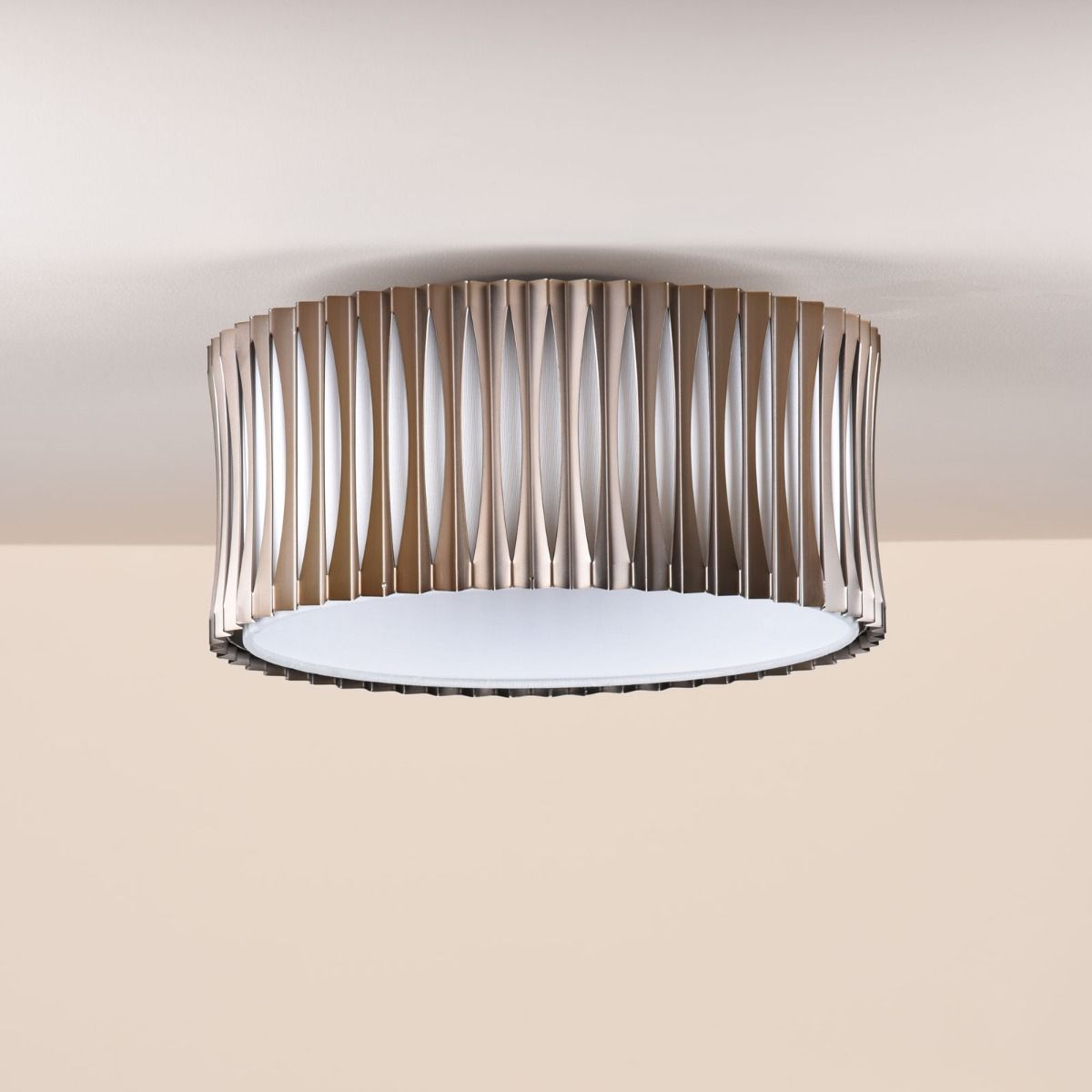Netra 3 Light Flush Satin Bronze and Ivory