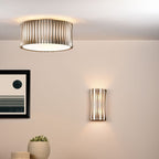 Netra 3 Light Flush Satin Bronze and Ivory