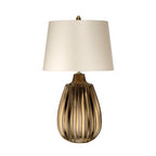 Newham Textured Bronze Table Lamp with Pearl Shade