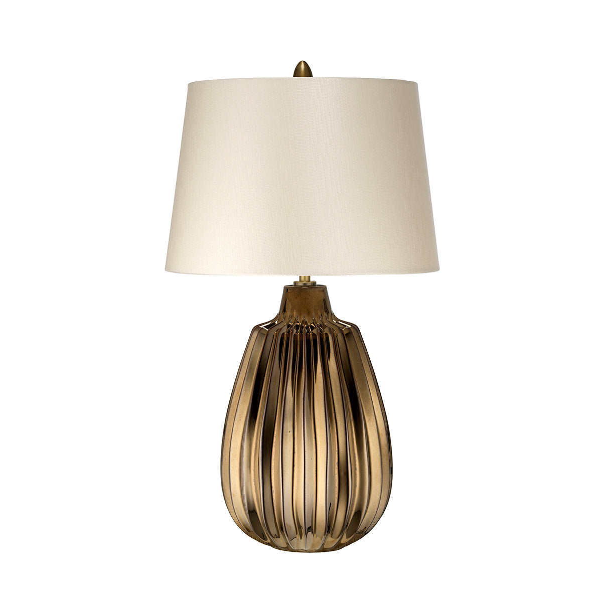 Newham Textured Bronze Table Lamp with Pearl Shade
