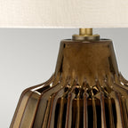 Newham Textured Bronze Table Lamp with Pearl Shade