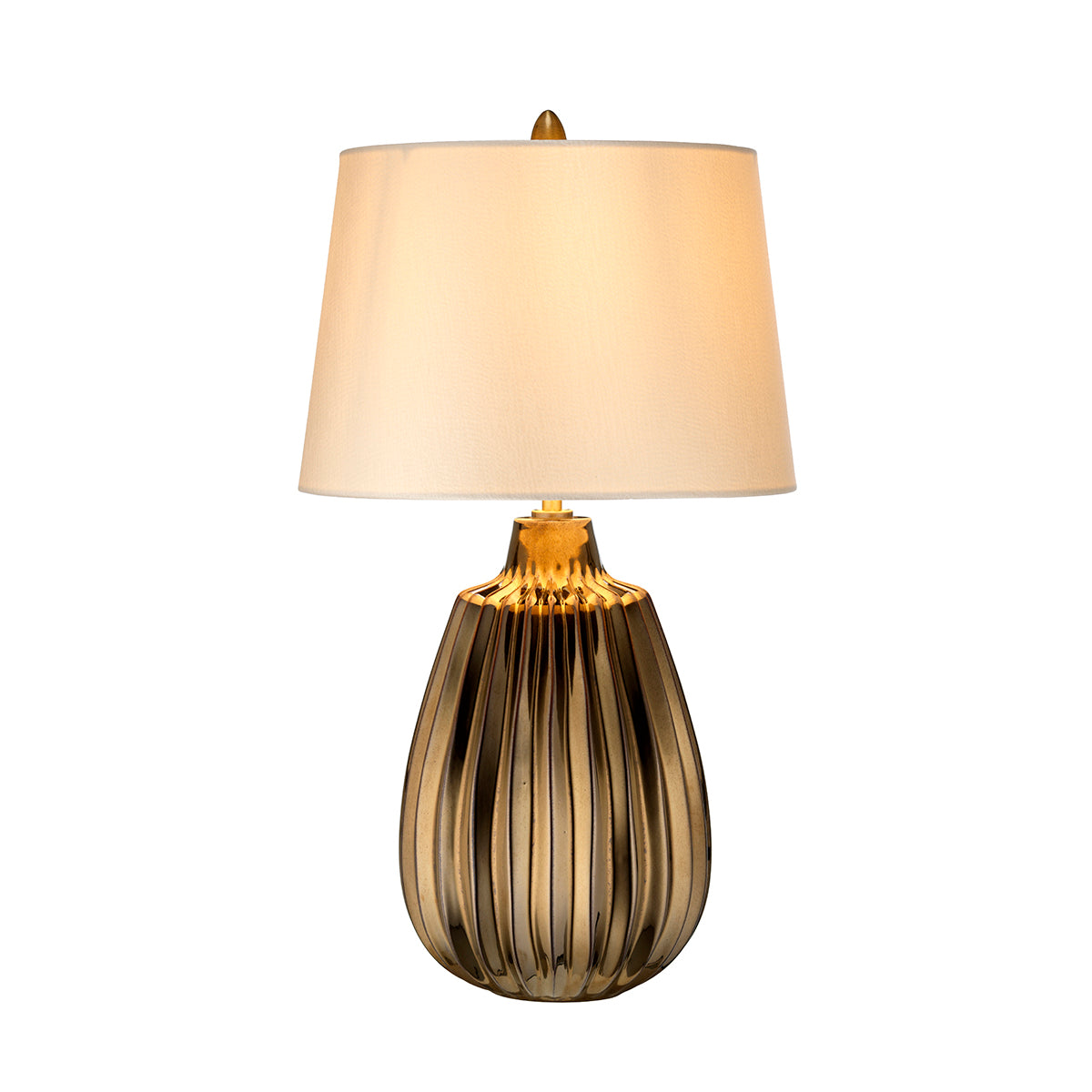 Newham Textured Bronze Table Lamp with Pearl Shade