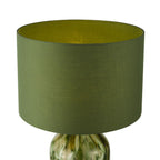 Nuria Table Lamp Green Art Glass and Antique Brass With Shade
