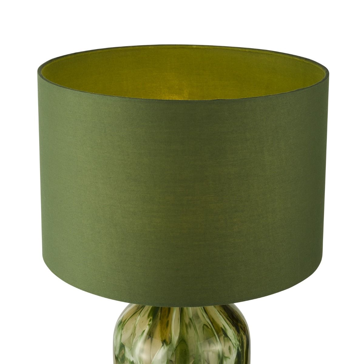 Nuria Table Lamp Green Art Glass and Antique Brass With Shade
