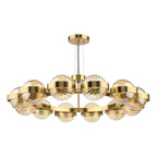 Ophira 12 Light Pendant Antique Gold and Amber Ribbed Glass