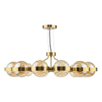 Ophira 12 Light Pendant Antique Gold and Amber Ribbed Glass