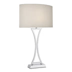 DAR Oporto Table Lamp Polished Chrome Cream Fabric Shade