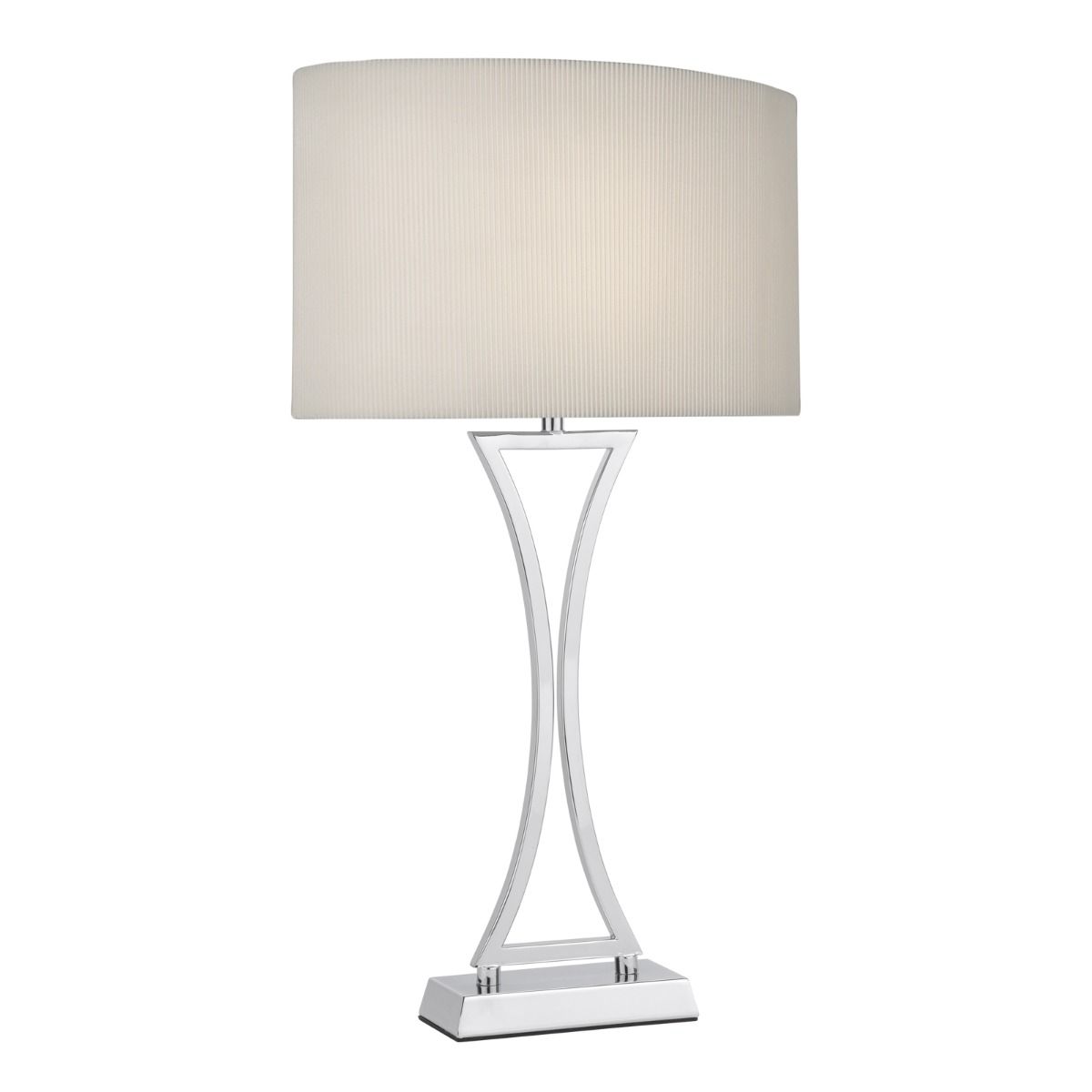 DAR Oporto Table Lamp Polished Chrome Cream Fabric Shade