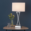 DAR Oporto Table Lamp Polished Chrome Cream Fabric Shade