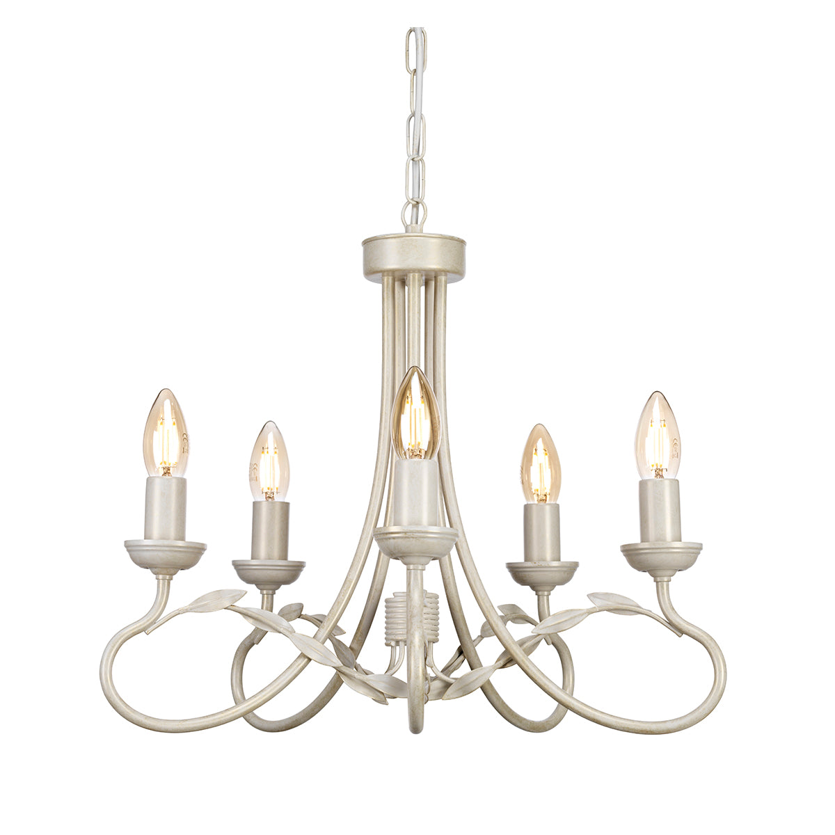Olivia Chandelier - Ivory & Gold (5 Light)