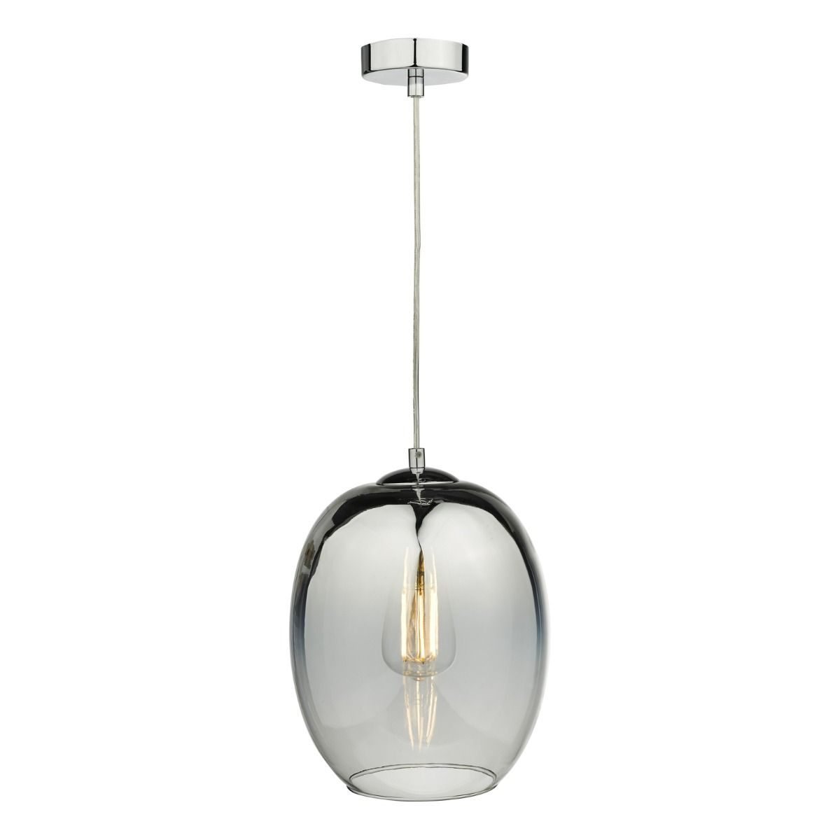 Modern mirrored glass pendant light with chrome detail