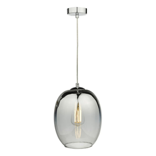 Modern mirrored glass pendant light with chrome detail