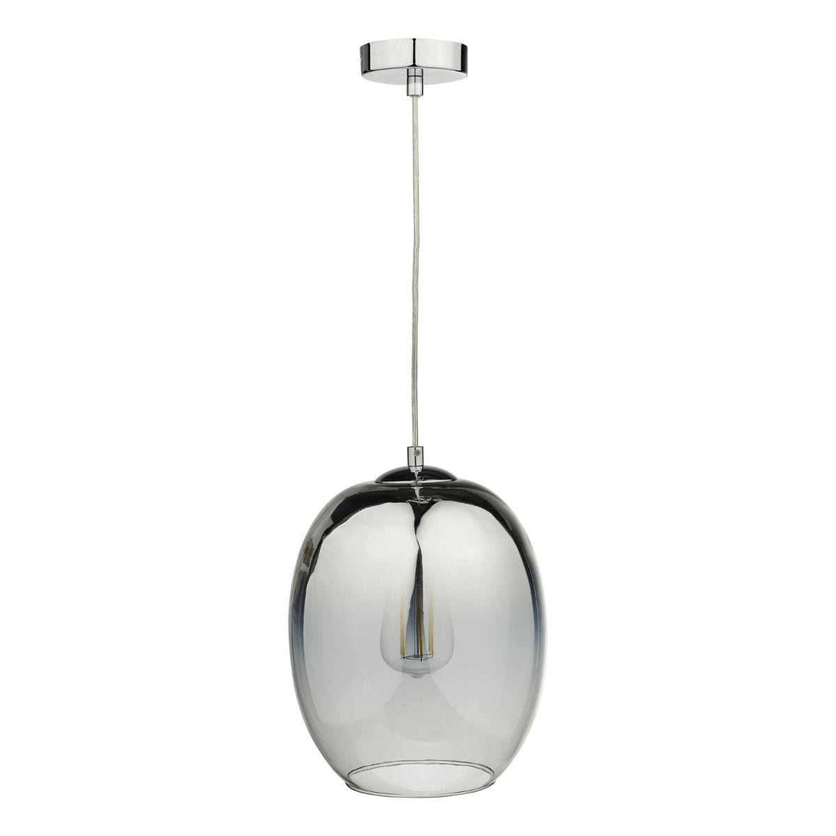 DAR Patrice Silver Ombre Glass Pendant Light Chrome