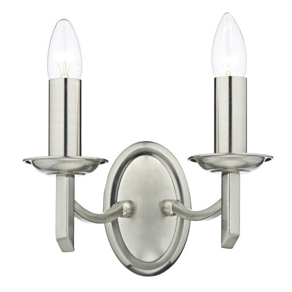Patrinia 2 Light Switched Wall Light in Satin Nickel
