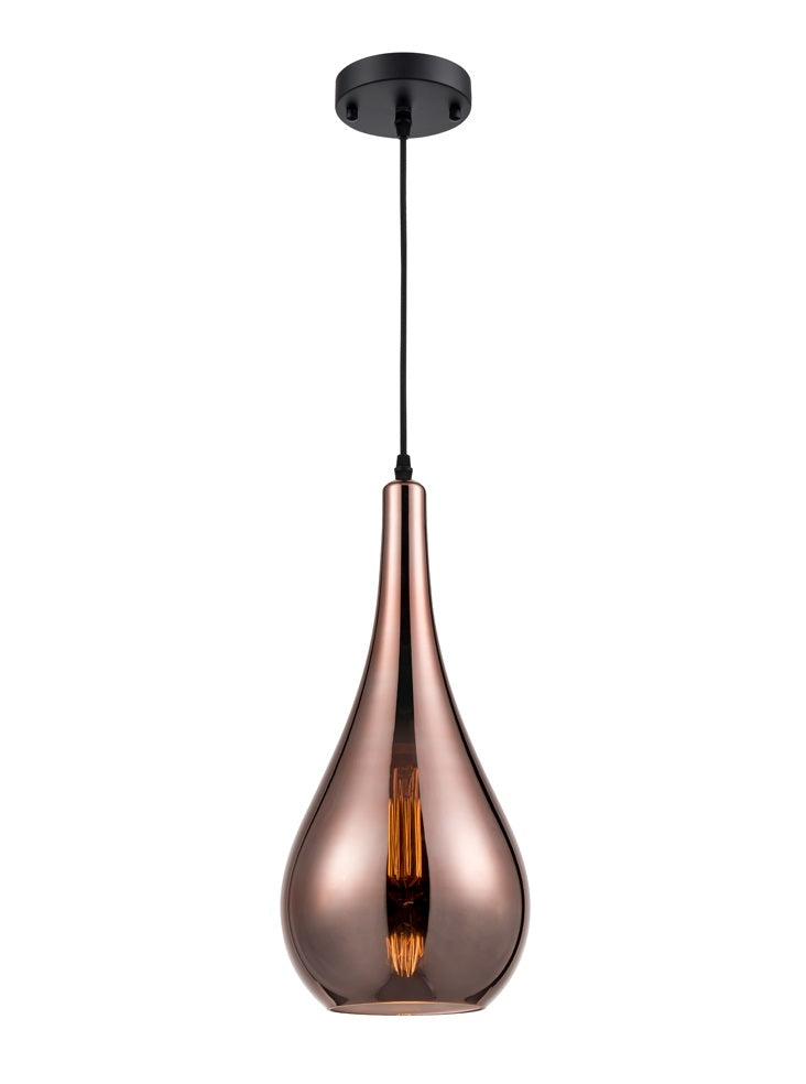 Droplet Copper Finish Glass Pendant