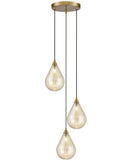 Perry 3 light Spreader in aged brass with amber glass