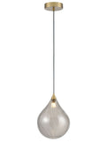 Perry single pendant in aged brass with smoked glass