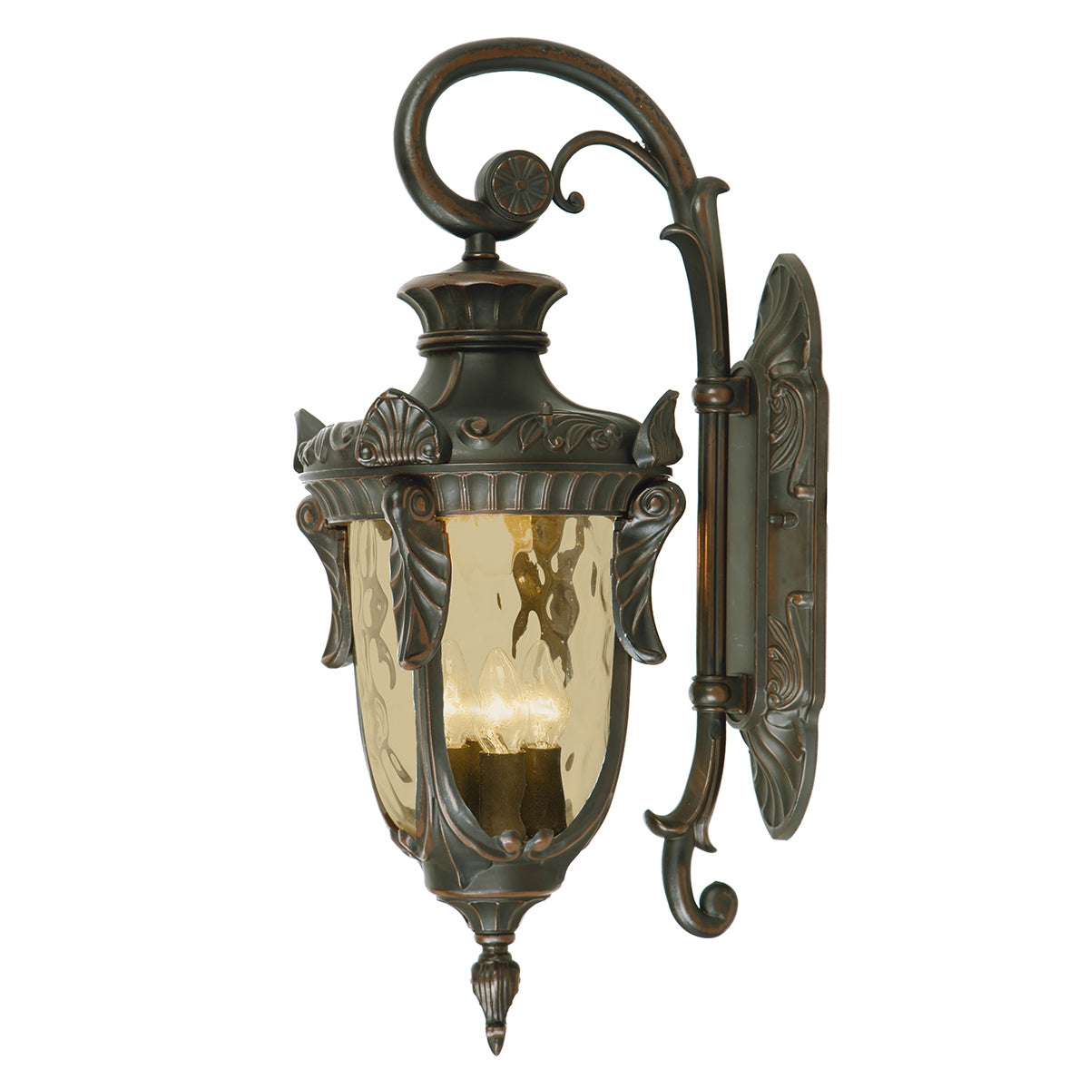 Philadelphia Large Old Bronze 3-Light Downward Wall Lantern