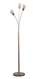 Furama 3 Light Floor Lamp - Satin Nickel